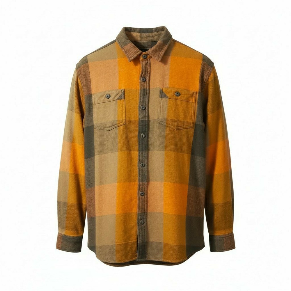 Howler Bros Rodanthe Blanket Flannel Shirt Outback Plaid Sol Glow Orange Green L